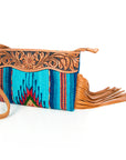 American Darling ADBG344TANF Wristlet Hand Tooled Saddle Blanket Genuine Leather Women Bag Western Handbag Purse