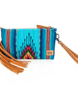 American Darling ADBG344TANF Wristlet Hand Tooled Saddle Blanket Genuine Leather Women Bag Western Handbag Purse