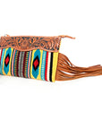 American Darling ADBG344TANDAR4 Wristlet Hand Tooled Saddle Blanket Genuine Leather Women Bag Western Handbag Purse
