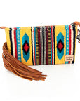 American Darling ADBG344TANDAR4 Wristlet Hand Tooled Saddle Blanket Genuine Leather Women Bag Western Handbag Purse