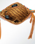American Darling ADBG344TANDAR5 Wristlet Hand Tooled Saddle Blanket Genuine Leather Women Bag Western Handbag Purse