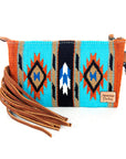 American Darling ADBG344TANDAR9 Wristlet Hand Tooled Saddle Blanket Genuine Leather Women Bag Western Handbag Purse