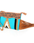 American Darling ADBG344TANDAR10 Wristlet Hand Tooled Saddle Blanket Genuine Leather Women Bag Western Handbag Purse