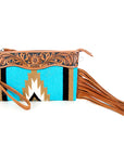 American Darling ADBG344TANDAR10 Wristlet Hand Tooled Saddle Blanket Genuine Leather Women Bag Western Handbag Purse