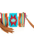 American Darling ADBG344TANDAR11 Wristlet Hand Tooled Saddle Blanket Genuine Leather Women Bag Western Handbag Purse