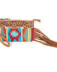 American Darling ADBG344TANDAR11 Wristlet Hand Tooled Saddle Blanket Genuine Leather Women Bag Western Handbag Purse