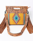 American Darling ADBG496A Clutch Hand Tooled Saddle Blanket Genuine Leather Women Bag Western Handbag Purse