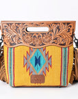 American Darling ADBG496A Clutch Hand Tooled Saddle Blanket Genuine Leather Women Bag Western Handbag Purse