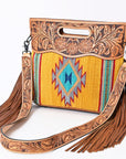 American Darling ADBG496A Clutch Hand Tooled Saddle Blanket Genuine Leather Women Bag Western Handbag Purse