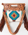 American Darling ADBG496A Clutch Hand Tooled Saddle Blanket Genuine Leather Women Bag Western Handbag Purse