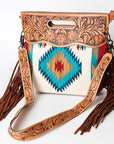American Darling ADBG496A Clutch Hand Tooled Saddle Blanket Genuine Leather Women Bag Western Handbag Purse