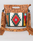 American Darling ADBG496A Clutch Hand Tooled Saddle Blanket Genuine Leather Women Bag Western Handbag Purse