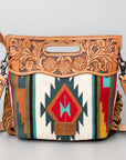 American Darling ADBG496A Clutch Hand Tooled Saddle Blanket Genuine Leather Women Bag Western Handbag Purse