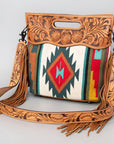 American Darling ADBG496A Clutch Hand Tooled Saddle Blanket Genuine Leather Women Bag Western Handbag Purse