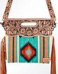 American Darling ADBG496A Clutch Hand Tooled Saddle Blanket Genuine Leather Women Bag Western Handbag Purse
