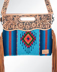 American Darling ADBG496A Clutch Hand Tooled Saddle Blanket Genuine Leather Women Bag Western Handbag Purse