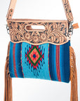 American Darling ADBG496A Clutch Hand Tooled Saddle Blanket Genuine Leather Women Bag Western Handbag Purse