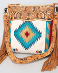 American Darling Signature Crossbody Hand Tooled Saddle Blanket Genuine Leather Women Bag Western Handbag Purse