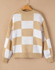 Checker Bishop Sleeve Sweater