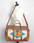 American Darling Duffel Saddle Blanket Hand Tooled Genuine Leather Women Bag Western Handbag Purse|