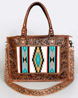 American Darling ADBG583 Tote Hand Tooled Saddle Blanket Genuine Leather Women Bag Western Handbag Purse