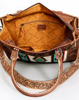 American Darling ADBG583 Tote Hand Tooled Saddle Blanket Genuine Leather Women Bag Western Handbag Purse