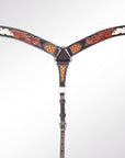 AMERICAN DARLING Western Horse Breast Collar Hand Carved Leather Dark Brown