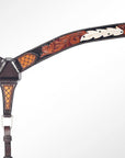 AMERICAN DARLING Western Horse Breast Collar Hand Carved Leather Dark Brown