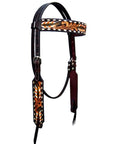 Bar H Equine Genuine Western American Leather Horse Premium Headstall & Breast Collar Set