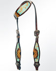 AMERICAN DARLING Western Horse One Ear Headstall Breast Collar Set Leather