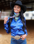ROYAL BLUE SATIN PERFORMANCE RODEO SHIRT