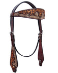 Bar H Equine American Leather Horse Saddle Tack One Ear Headstall Brown