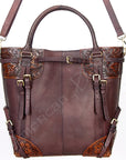 American Darling ADBGI147B Tote Hand Tooled Genuine Leather Women Bag Western Handbag Purse