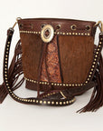 American Darling ADBGI149 Bucket Hand Tooled Hair-On Genuine Leather Women Bag Western Handbag Purse