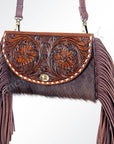 American Darling ADBGI150B Wallet Hand Tooled Hair On Genuine Leather Women Bag Western Handbag Purse