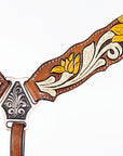 AMERICAN DARLING Western Horse One Ear Headstall Breast Collar Set Leather