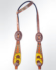 AMERICAN DARLING Western Horse One Ear Headstall Breast Collar Set Leather