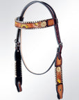 American Darling ADPAF122-HS Western Horse Floral Headstall Genuine Leather Tan