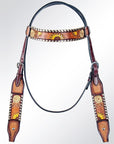 American Darling ADPAF122-HS Western Horse Floral Headstall Genuine Leather Tan