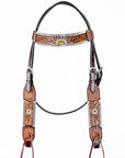 American Darling ADPAF124-HS Western Horse Floral Headstall Genuine Leather Tan