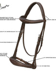 ExionPro Fancy Stitched Raised Anatomical Bridle with Reins without Flash