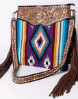 American Darling ADBGA115 Large Crossbody Hand Tooled Saddle Blanket Genuine Leather Women Bag Western Handbag Purse