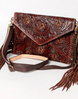 American Darling ADBGA121 Envelope Hand Tooled Genuine Leather Women Bag Western Handbag Purse
