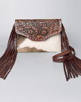 American Darling ADBGZ290 Envelope Hand Tooled Hair-On Genuine Leather Women Bag Western Handbag Purse