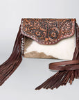 American Darling ADBGZ290 Envelope Hand Tooled Hair-On Genuine Leather Women Bag Western Handbag Purse