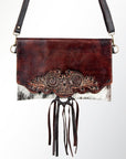American Darling ADBGZ293 Wallet Hand Tooled Hair-On Genuine Leather Women Bag Western Handbag Purse