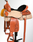 Comfytack Western Horse Ranch Roping Cowboy Saddle Genuine Leather Tack Set Tan