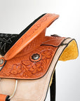 Comfytack Western Horse Ranch Roping Cowboy Saddle Genuine Leather Tack Set Tan