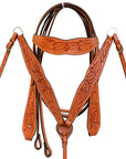 Comfytack Western Horse Ranch Roping Cowboy Saddle Genuine Leather Tack Set Tan