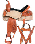 Comfytack Western Horse Ranch Roping Cowboy Saddle Genuine Leather Tack Set Tan